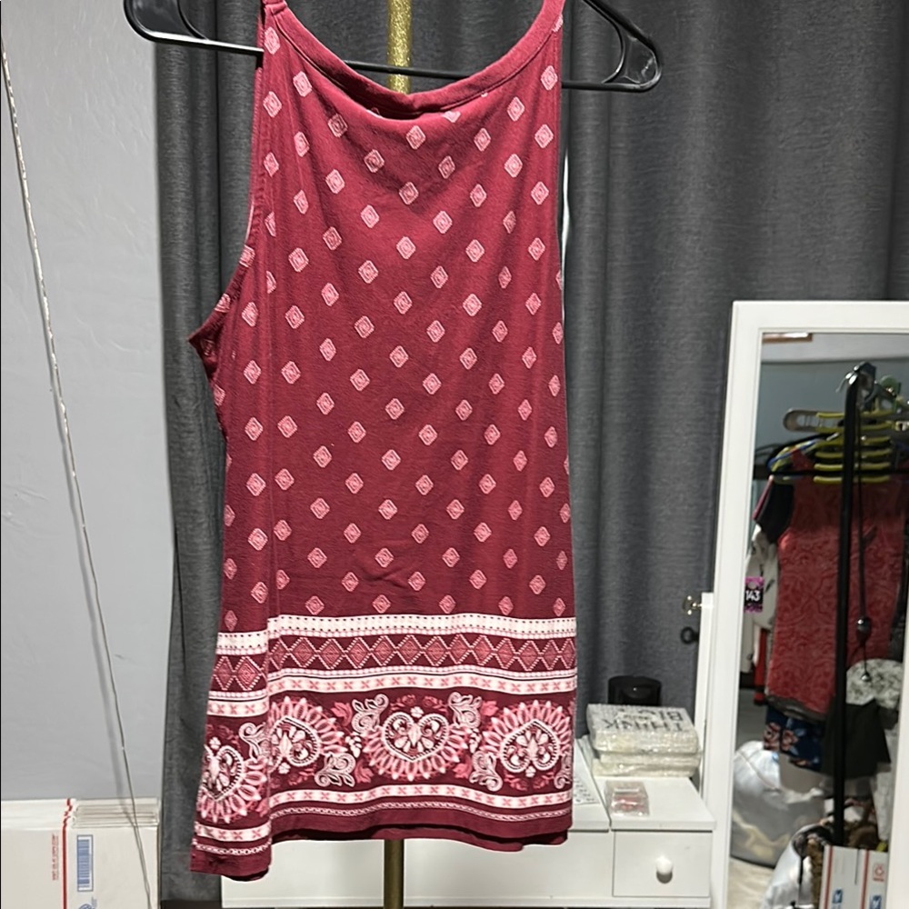Chic Red Geometric Pattern Dress - Picture 5 of 5